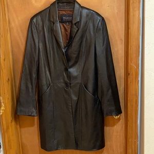 Wilson’s Black Long Real Leather Jacket sz XL
